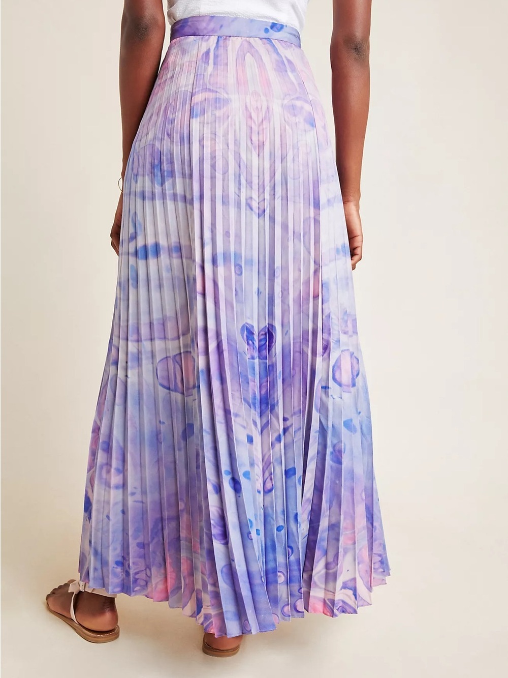 Anthropologie Siddhartha Bansal Marble-Dyed Pleated Maxi Skirt size 14 purple - Picture 2 of 8